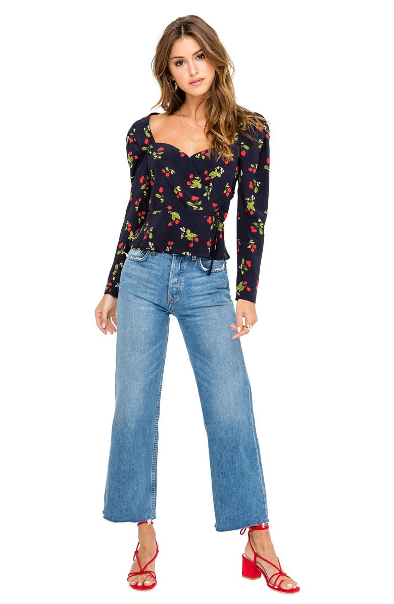 ASTR the Label Sweetheart Wrap Front Top, Alternate, color, 