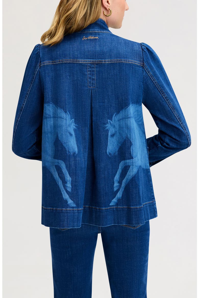 Puff Shoulder Denim Jacket, Alternate, color, APPALOOSA WASH