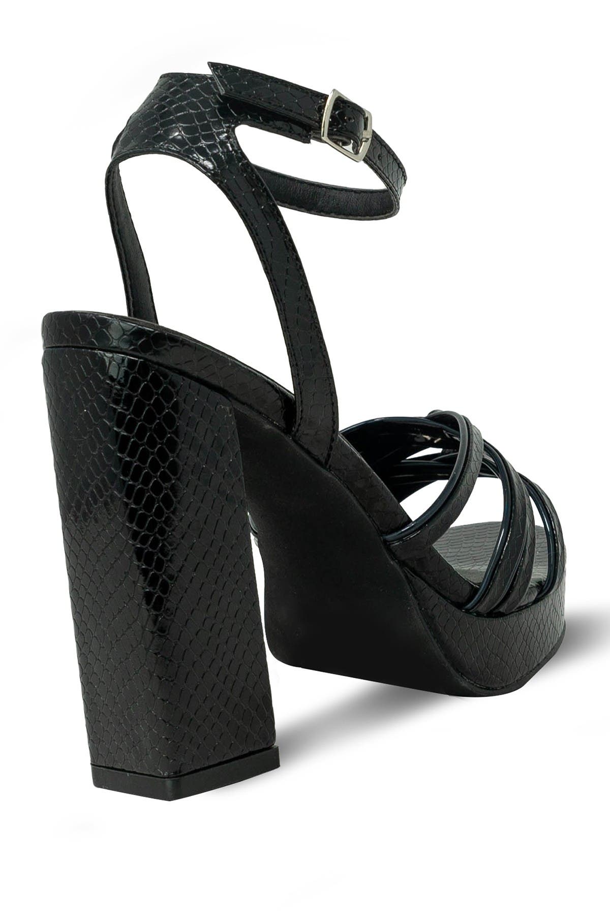 CHASE AND CHLOE Demi Mirror Snake Skin Embossed Print Platform Block Heel Sandal, Alternate, color, 