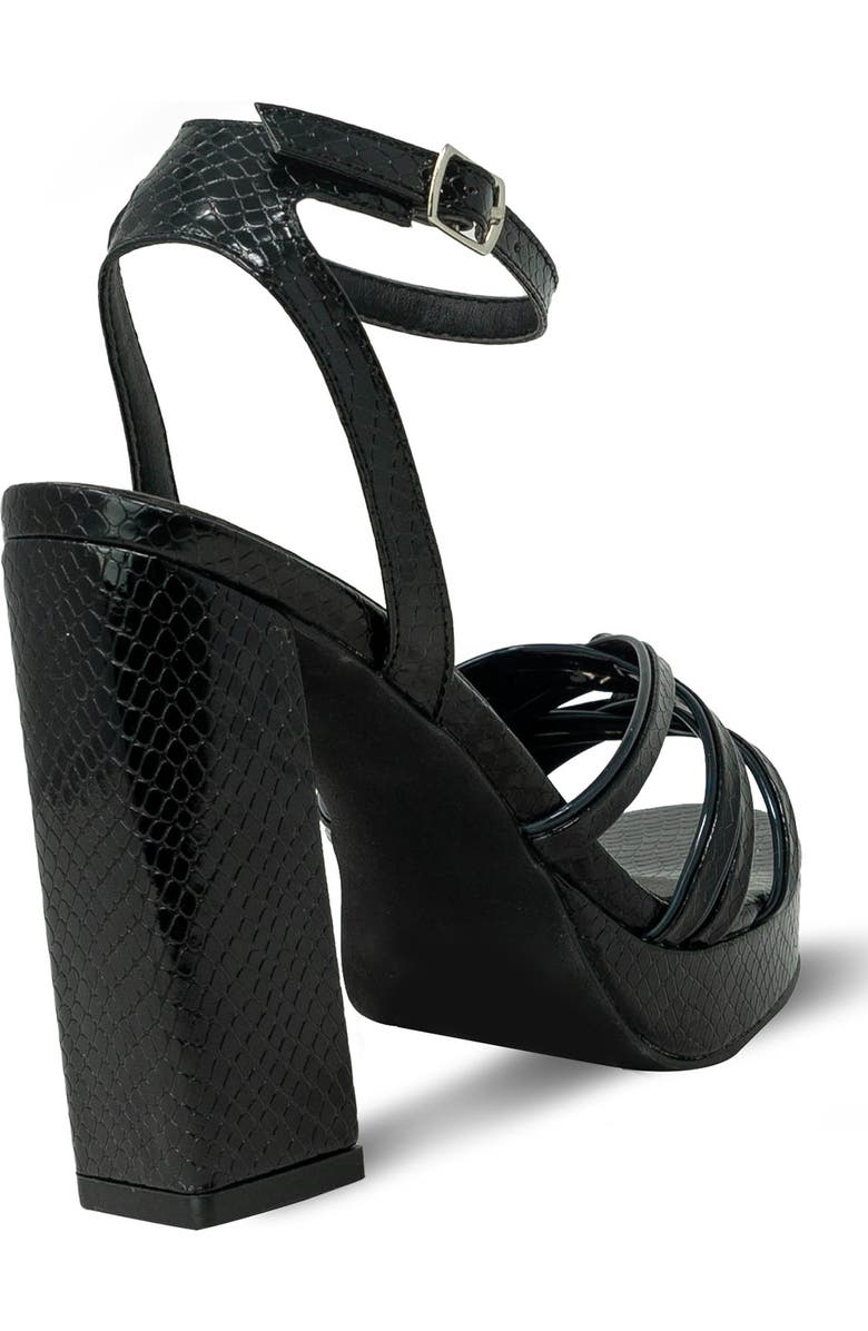 CHASE AND CHLOE Demi Mirror Snake Skin Embossed Print Platform Block Heel Sandal, Alternate, color,