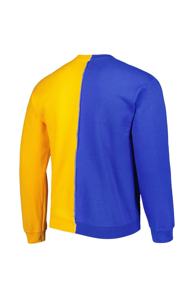REFRIED APPAREL Men's Refried Apparel Royal/Gold Los Angeles Rams Sustainable Split Center Pullover Sweatshirt, Alternate, color, Royal
