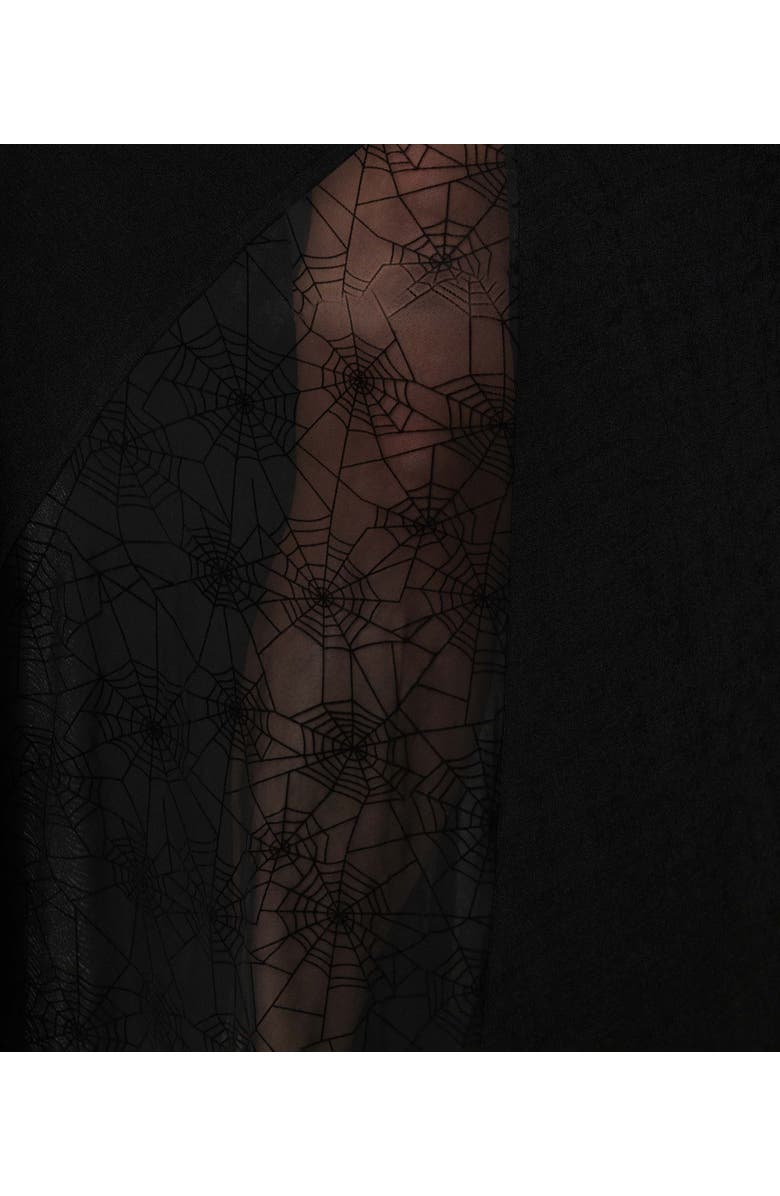 Unique Vintage Plus Size Sheer Spiderweb Godet Maxi Dress, Alternate, color, Black