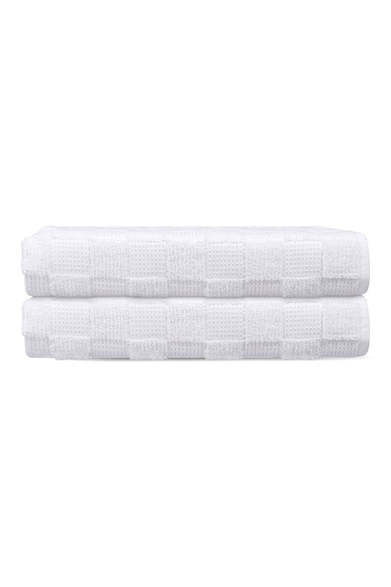 Waffle Terry 2-Piece Turkish Cotton Bath Towel Set, Main, color, WHITE