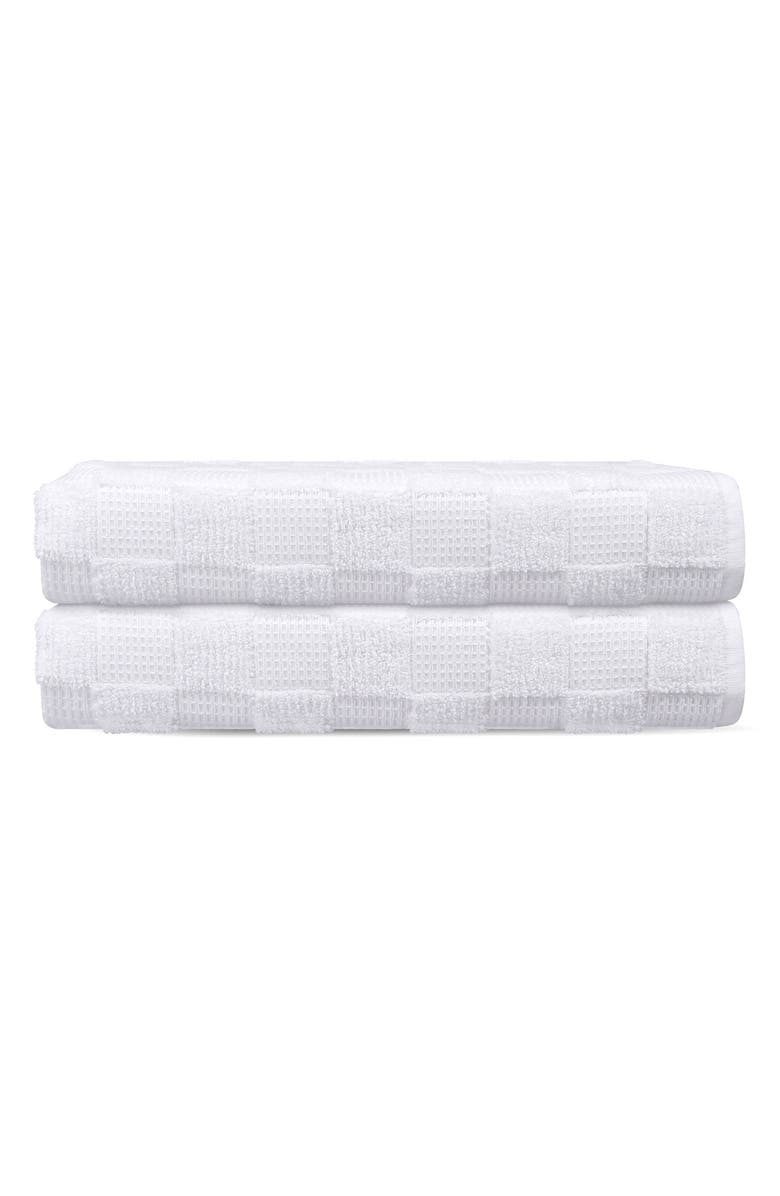 DePera Waffle Terry 2-Piece Turkish Cotton Bath Towel Set, Main, color, White