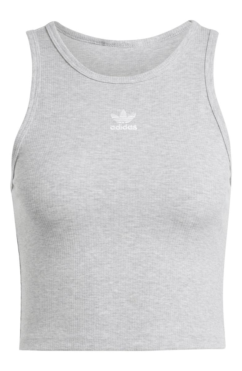 adidas Originals Essentials Lifestyle Rib Crop Tank Top, Alternate, color, Mgreyh