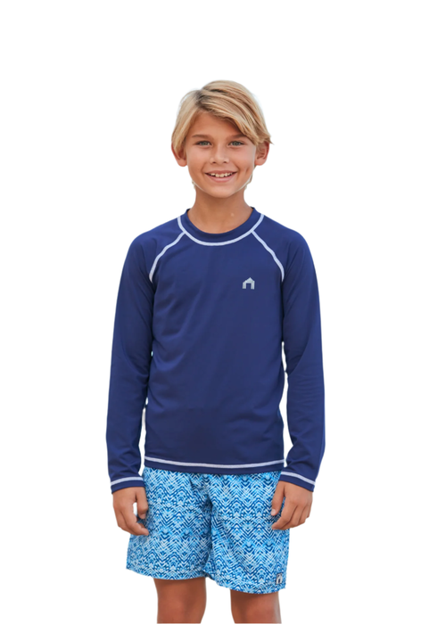 Cabana Life Boys Long Sleeve Cabana Rashguard in Navy  product