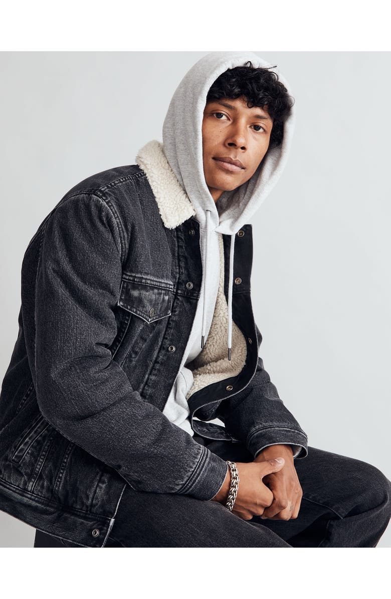 Madewell Faux Shearling Lined Denim Jacket, Alternate, color, 