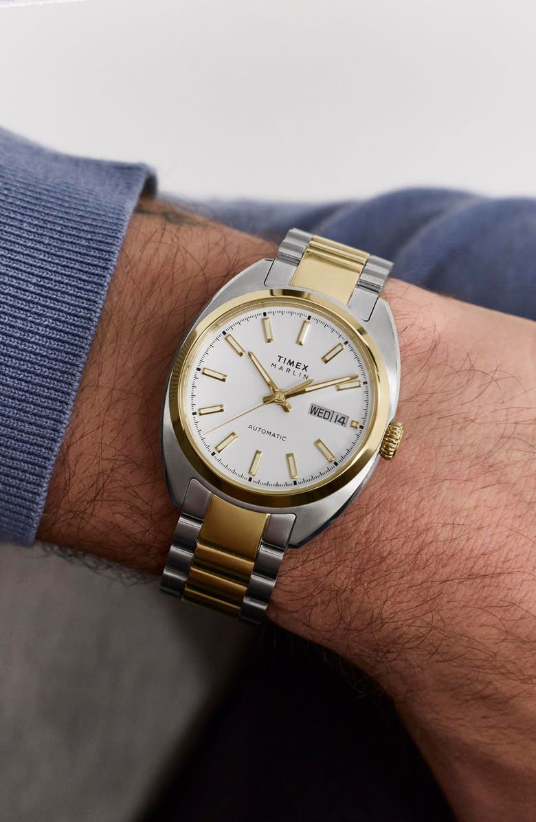 Timex<sup>®</sup> Marlin<sup>®</sup> Draper Two-Tone Automatic Bracelet Watch, 37mm, Alternate, color, Two-Tone