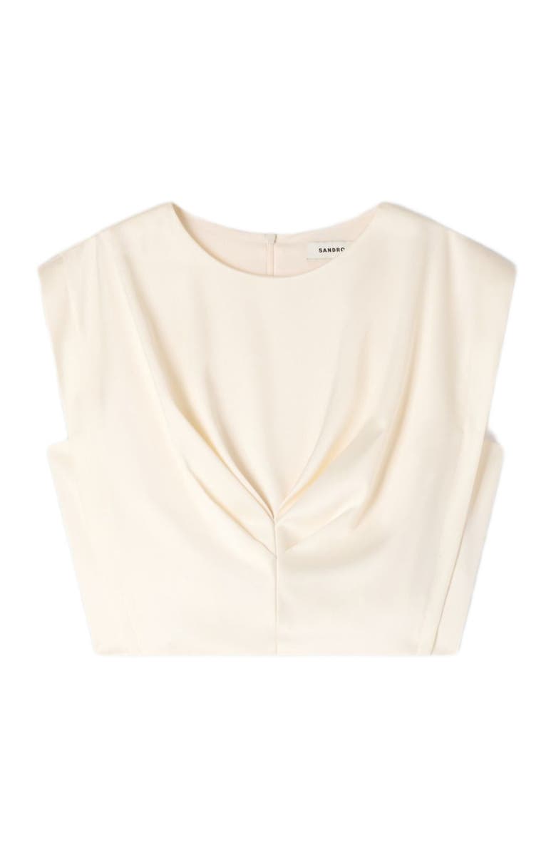 SANDRO Pleated satin crop top, Alternate, color, Ecru