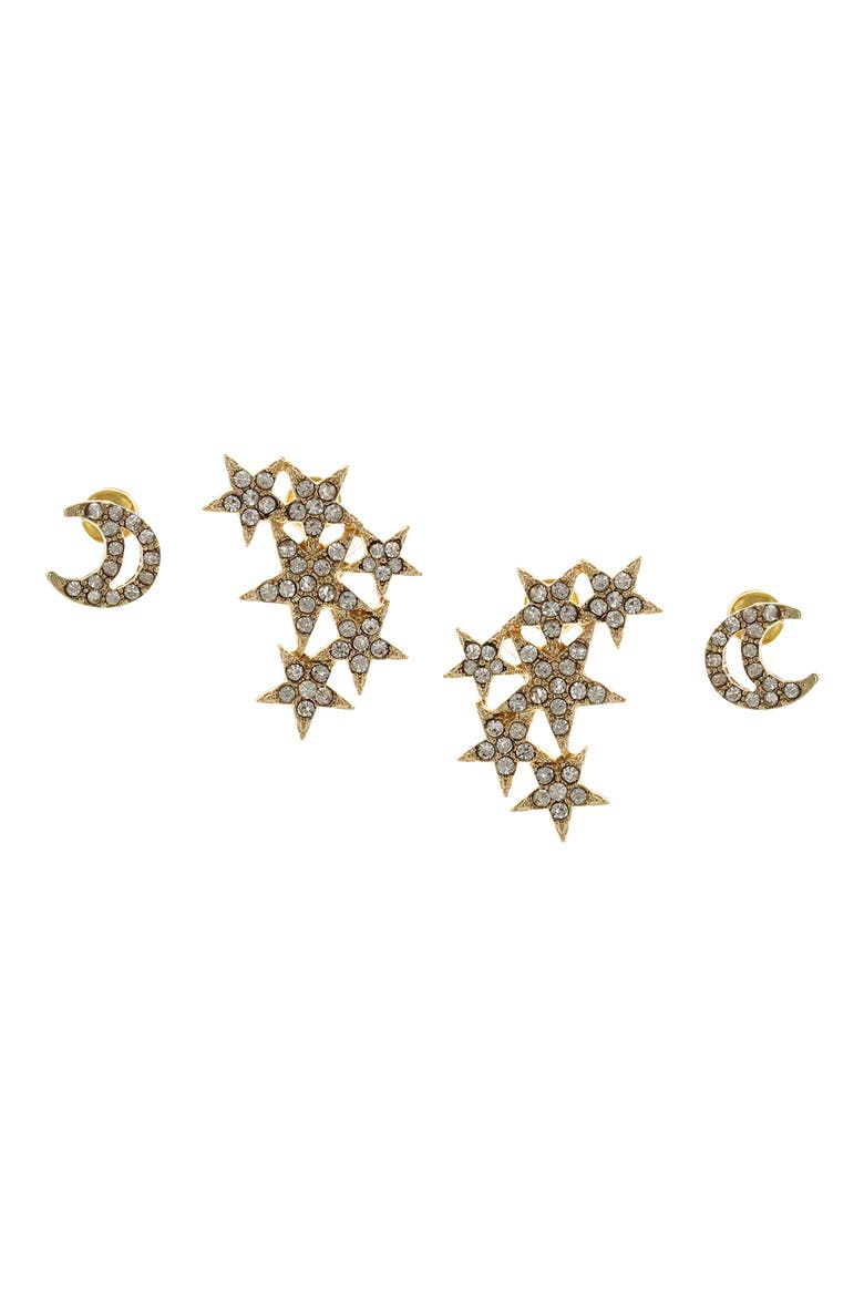 Constellation Crystal Stud Earrings, Main, color, GOLD / CLEAR