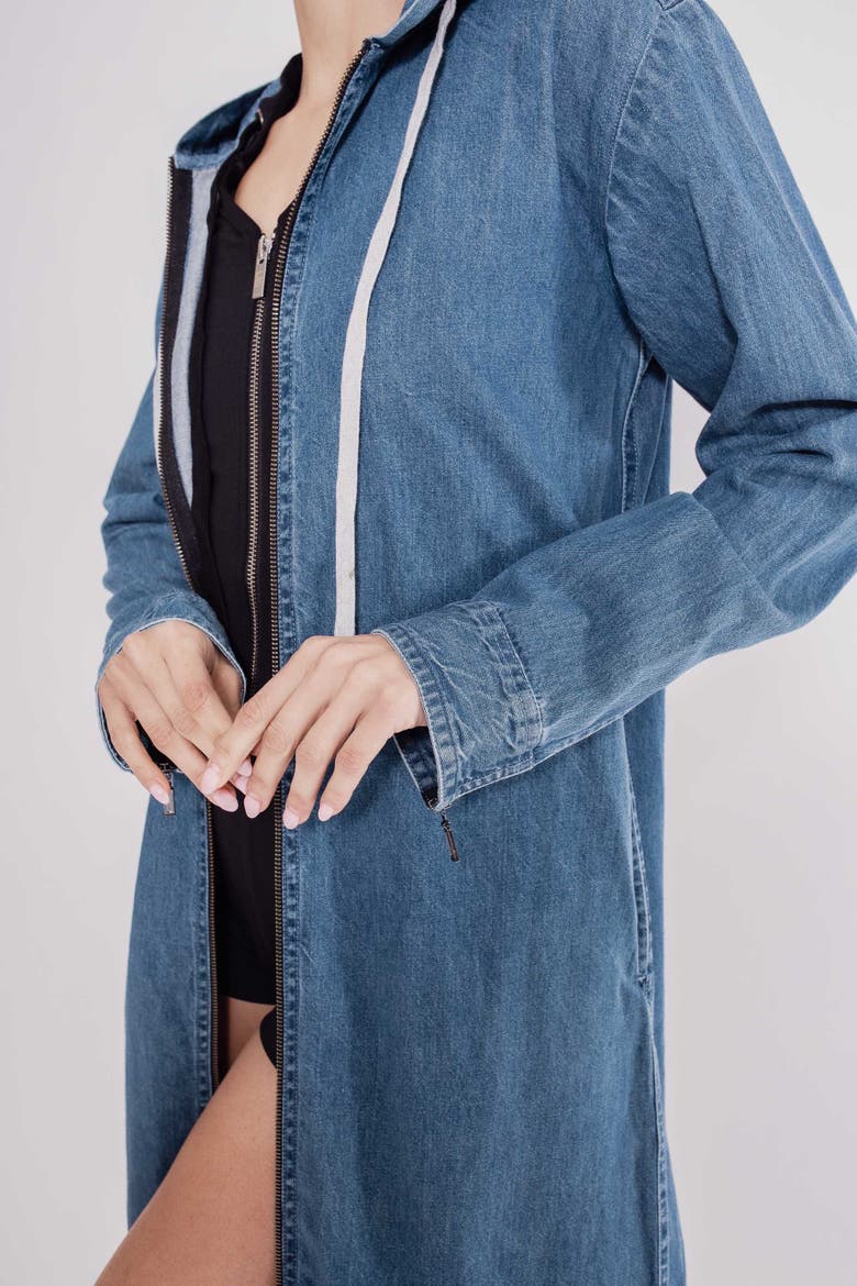 Denim Hoodie- Non Compression, Alternate, color, Denim