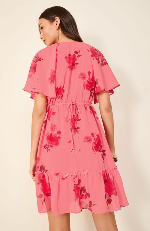 Friends Like These Floral Print Ruffle Chiffon Minidress In Pink