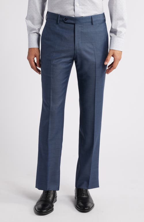 Zanella Parker Classic Wool Sharkskin Dress Pants in Dark Blue 