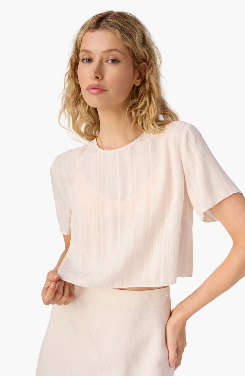 CAMI NYC Josey Jacquard Stripe Semisheer Top, Alternate, color, Oat