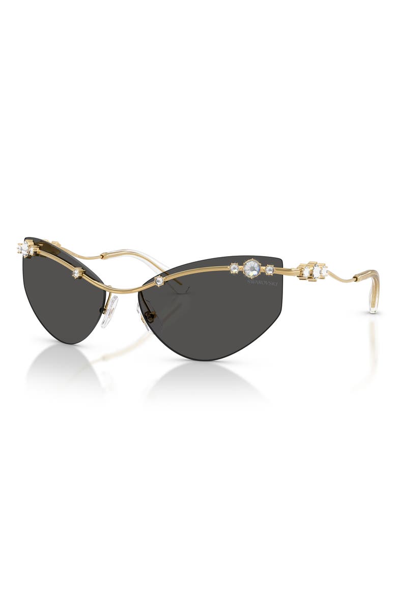 Swarovski 61mm Irregular Sunglasses, Alternate, color, Gold / Dark Grey