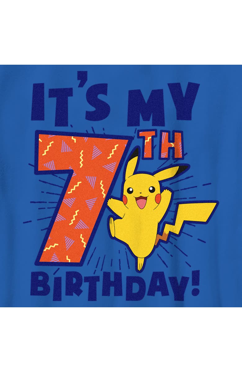 POKEMON Boy's Pokemon It's My 7th Birthday Pikachu Graphic T-Shirt, Alternate, color, Royal Blue