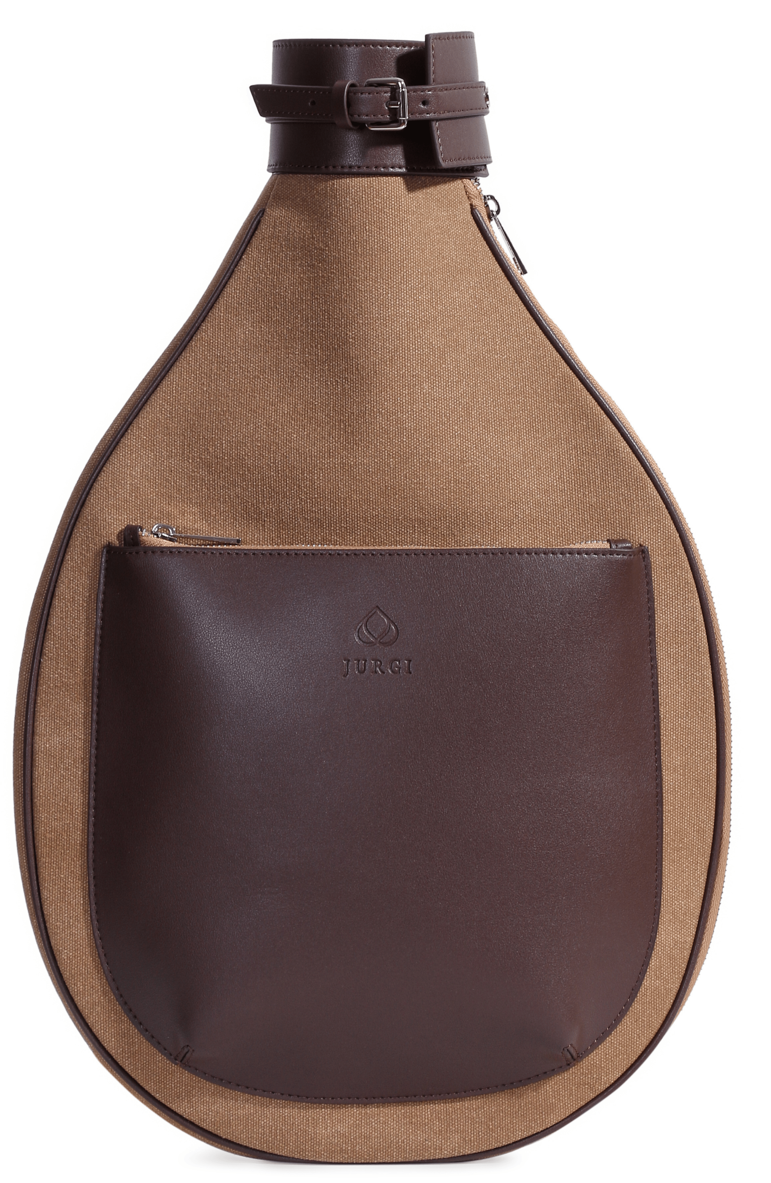 JURGI Tennis Racket Backpack in Canvas and Leather, Main, color, Brown