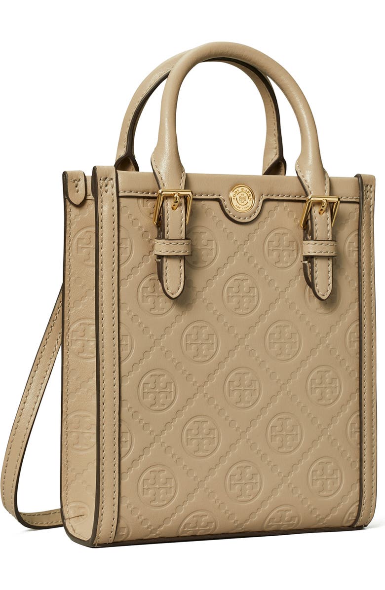 Tory Burch Mini T Monogram Debossed North/South Tote, Alternate, color, Fresh Clay