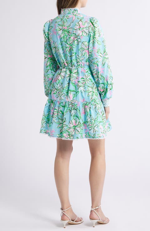 Arletta Floral Print Long Sleeve Cotton Dress