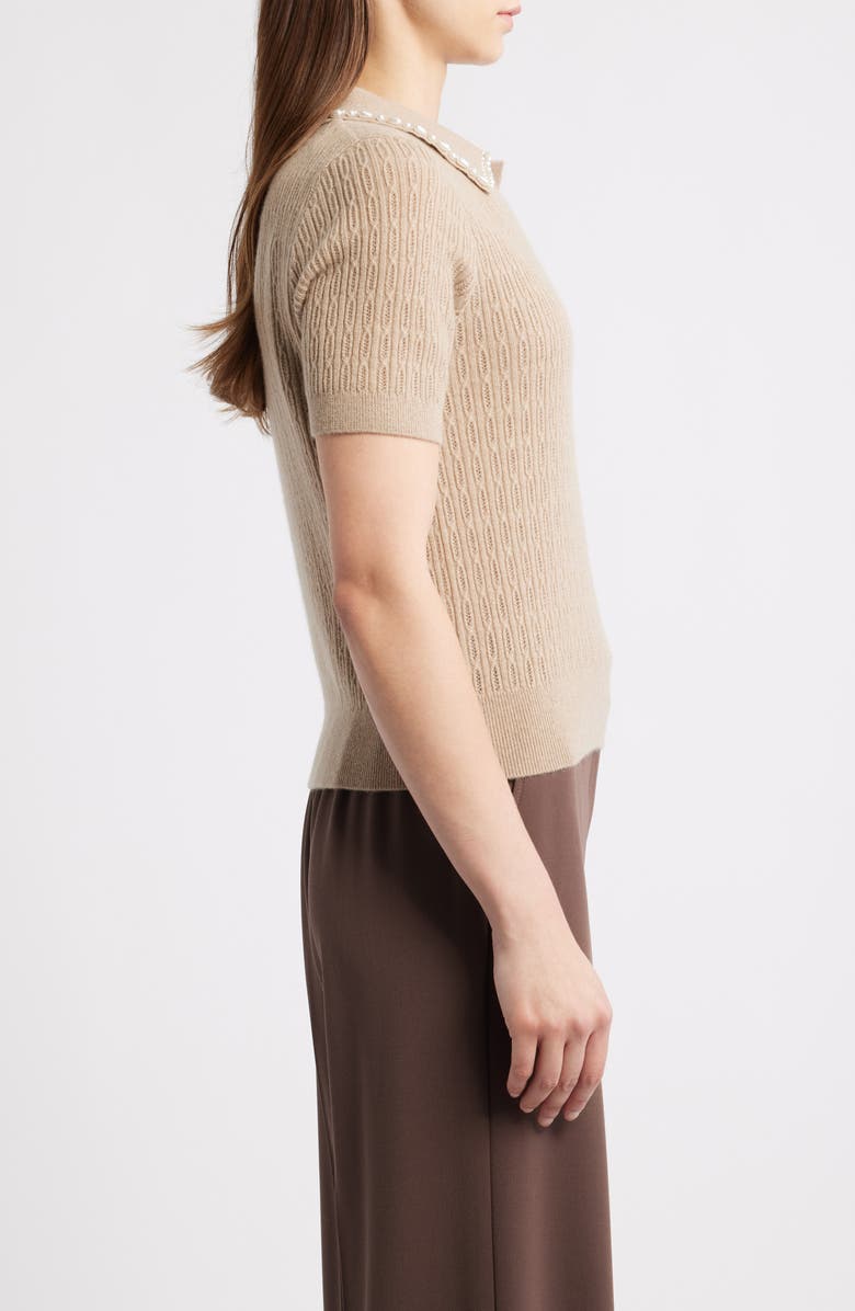 Elie Tahari The Stevie Cashmere Polo Sweater, Alternate, color, Camel Crown Beige