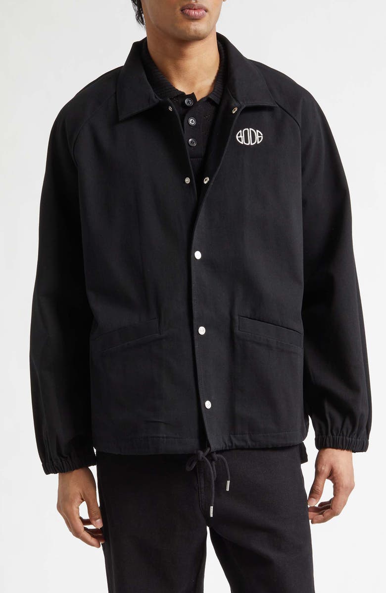Bode Twill Track Jacket, Main, color, Black
