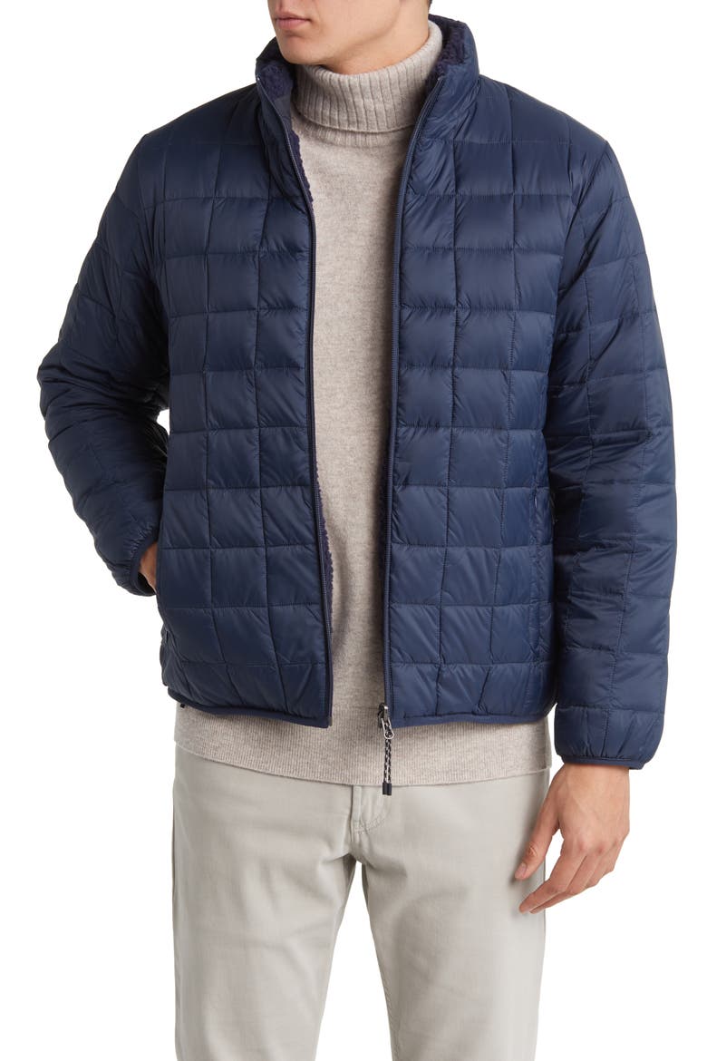 Reversible Fleece Down Jacket, Main, color, D.NAVY/NAVY