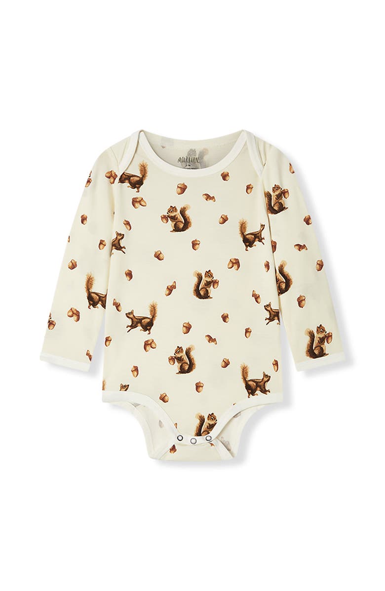 Milkbarn Luxe Stretch Long Sleeve One Piece, Main, color, Chipmunk