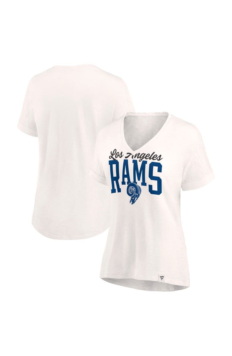 FANATICS Women's Fanatics Branded Oatmeal Los Angeles Rams Motivating Force Lightweight V-Neck T-Shirt, Main, color, 