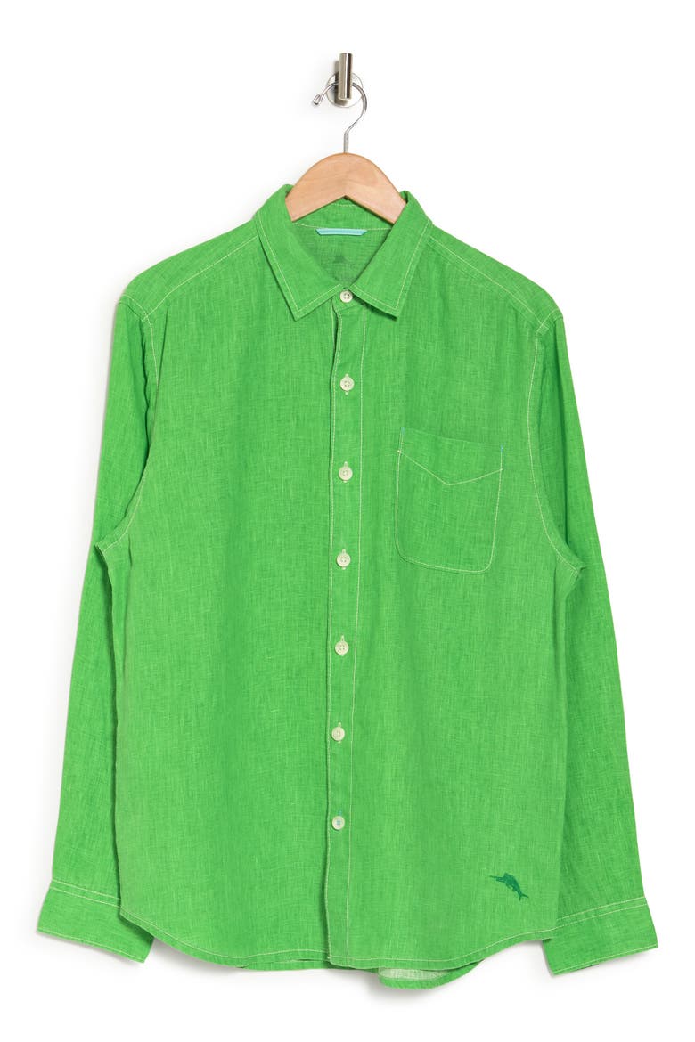 Sea Glass Breezer Original Fit Linen Shirt, Alternate, color, GREEN CONTINENT