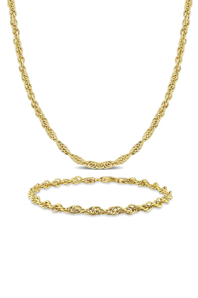 3.7mm Singapore Chain Necklace & Anklet Set, Main, color, YELLOW GOLD