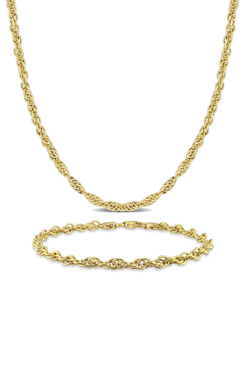 DELMAR 3.7mm Singapore Chain Necklace & Anklet Set, Main, color, 