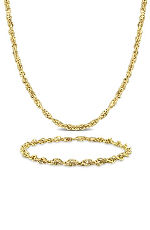 3.7mm Singapore Chain Necklace & Anklet Set