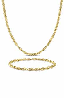 3.7mm Singapore Necklace & Anklet Set