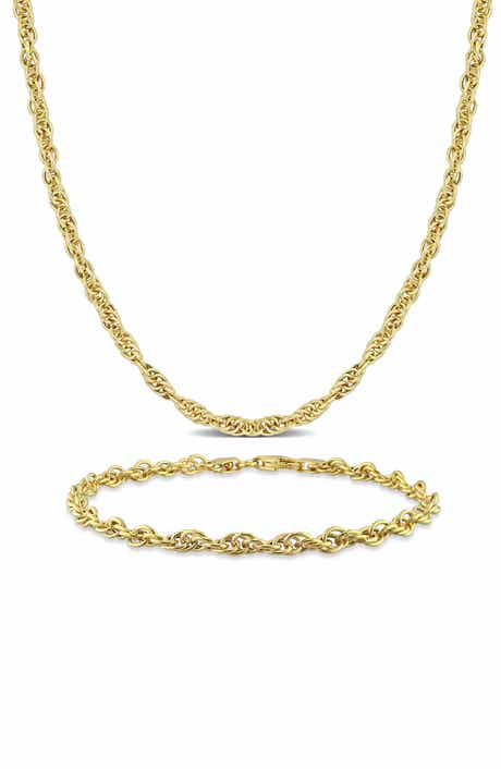 3.7mm Singapore Necklace & Anklet Set