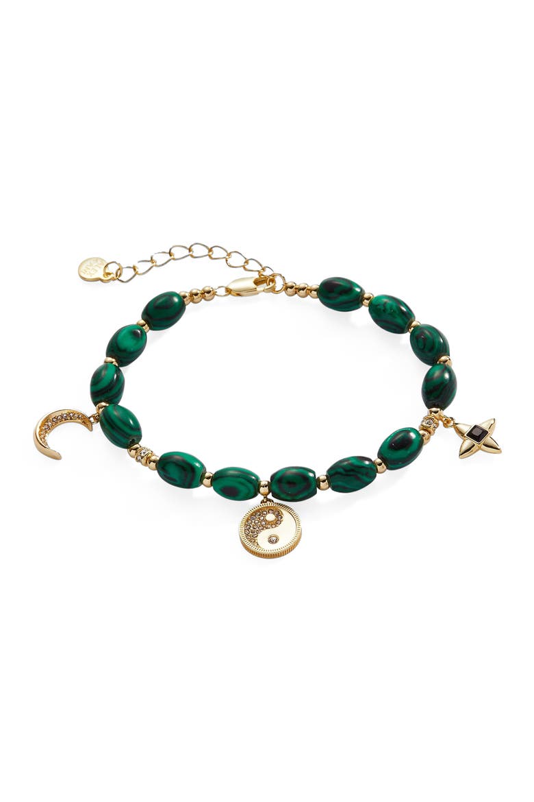Beaded Charm Bracelet, Main, color, Malachite