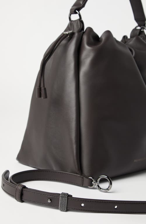 Brunello Cucinelli Soft Leather Mellow Bucket Bag In Brown