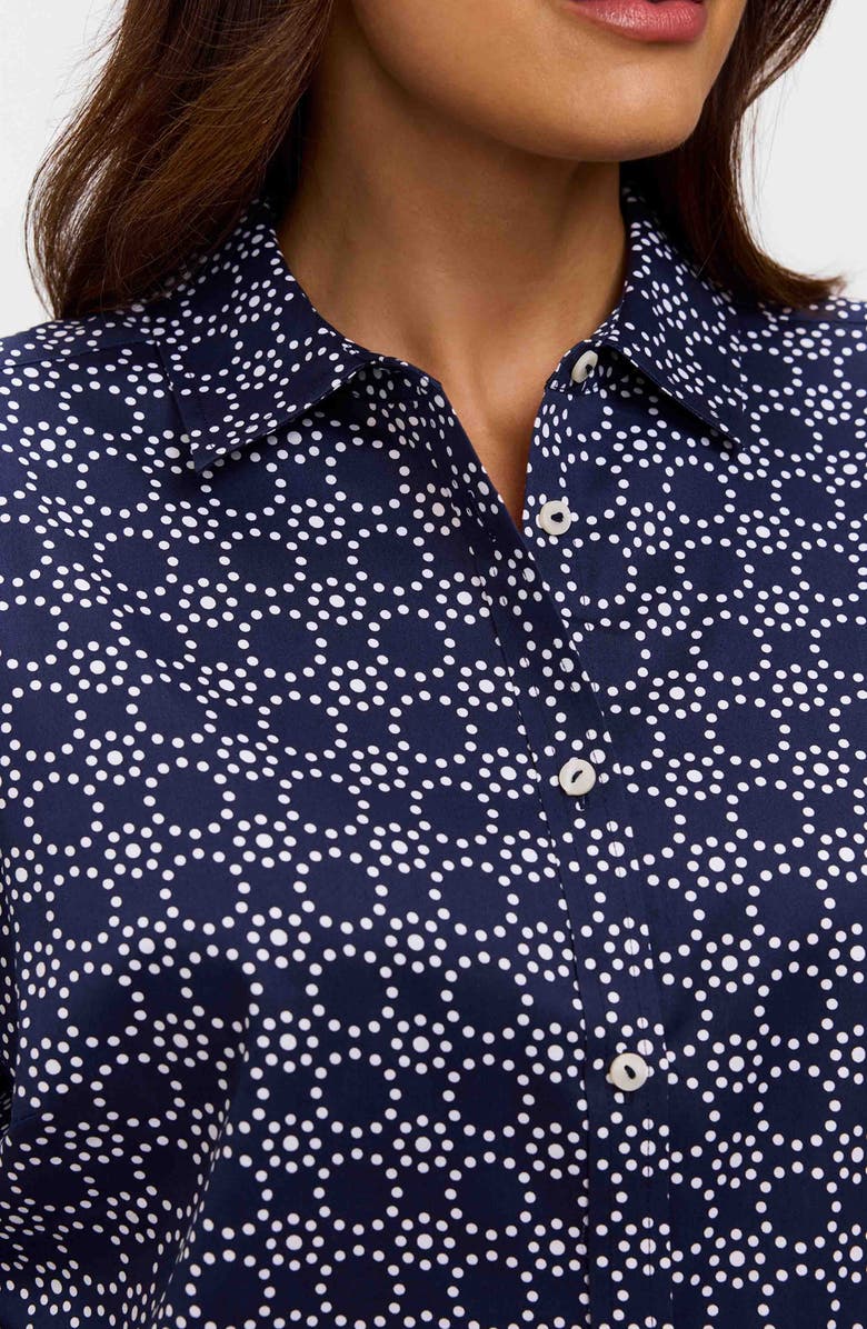 Foxcroft Hampton Geo Print Cotton Button-Up Shirt, Alternate, color,