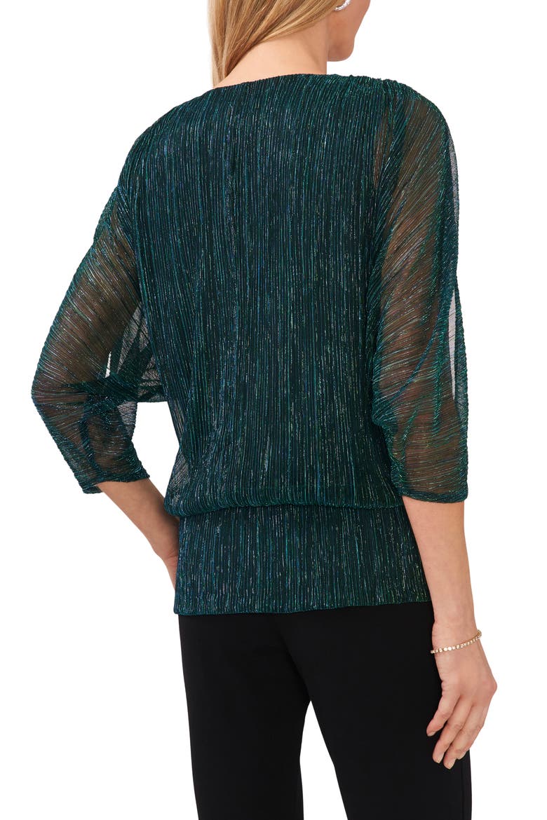Metallic Split Sleeve Blouse, Alternate, color, DAZZLING JADE