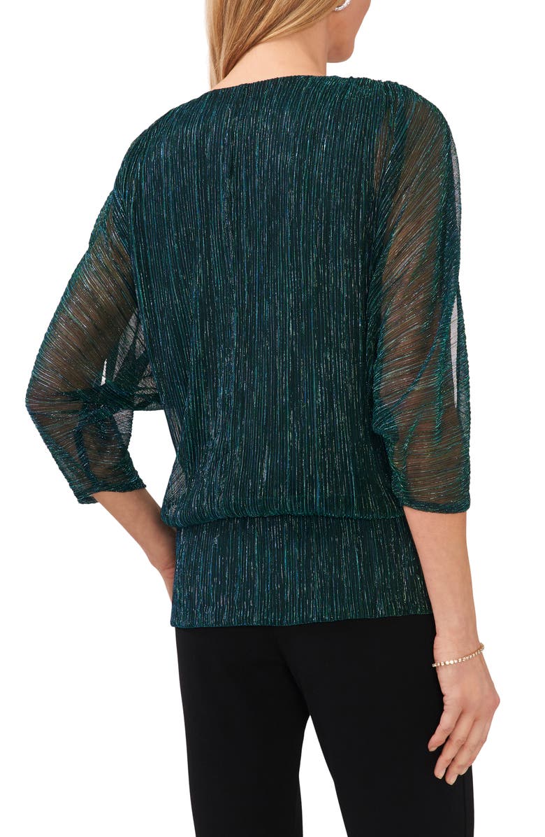 Chaus Metallic Split Sleeve Blouse, Alternate, color, Dazzling Jade