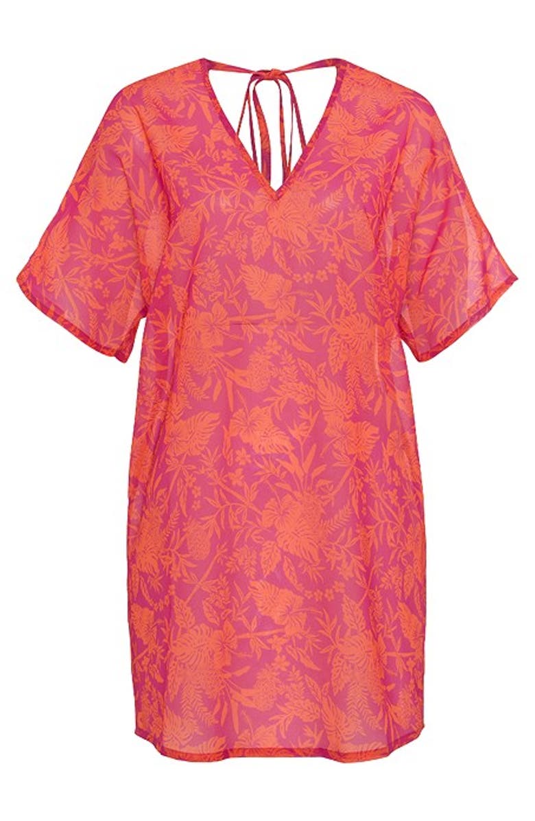 LASCANA Women's Tropical Cover Up, Alternate, color, Pink Orange