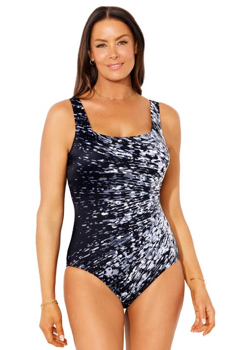 Chlorine Resistant Square Neck One Piece Swimsuit