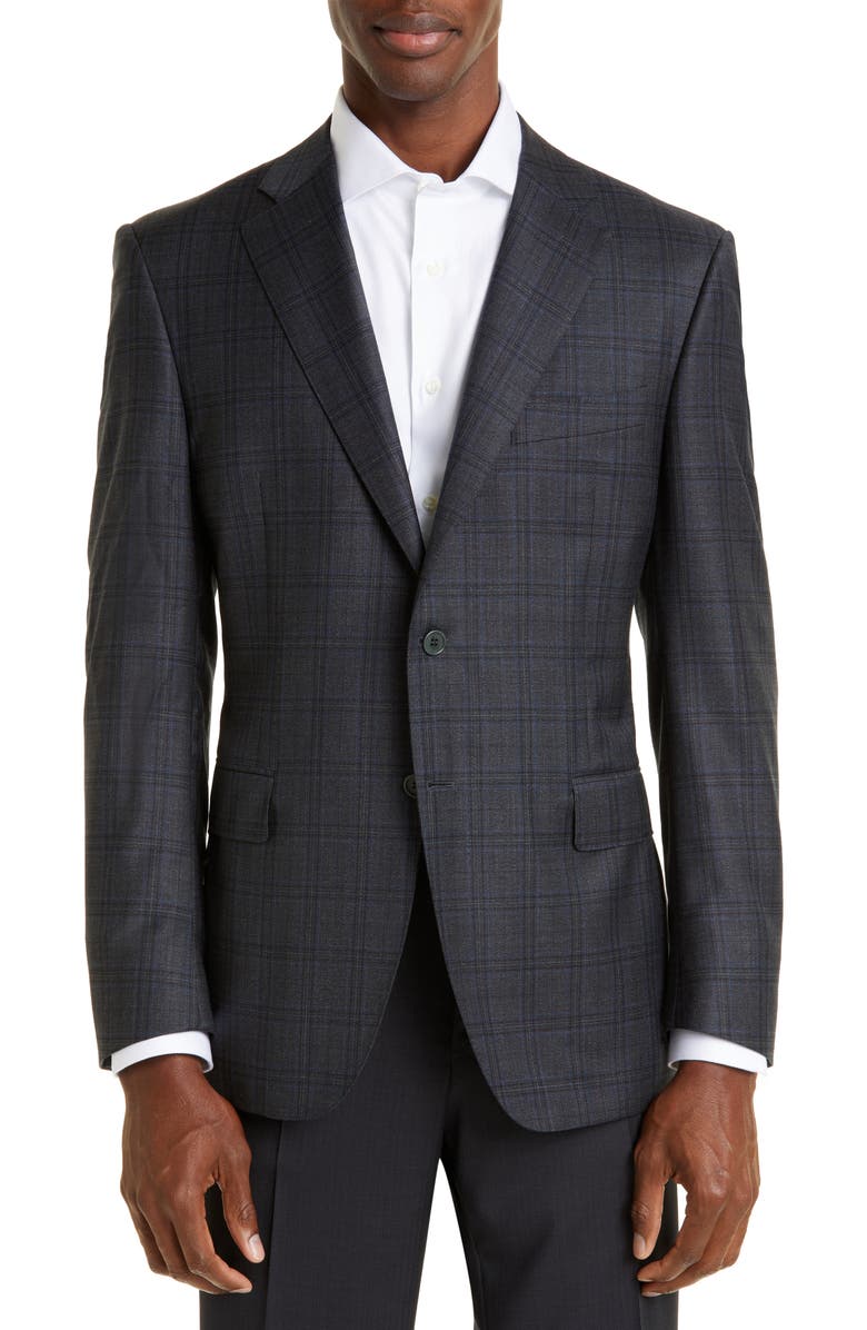 Canali Men's Siena Plaid Wool Sport Coat, Main, color,