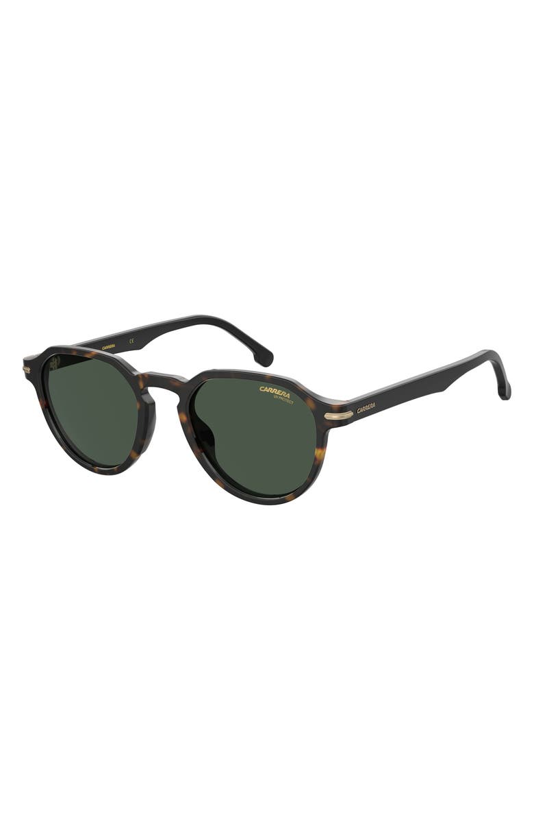 Carrera Eyewear 50mm Round Sunglasses, Alternate, color, Havana/ Green
