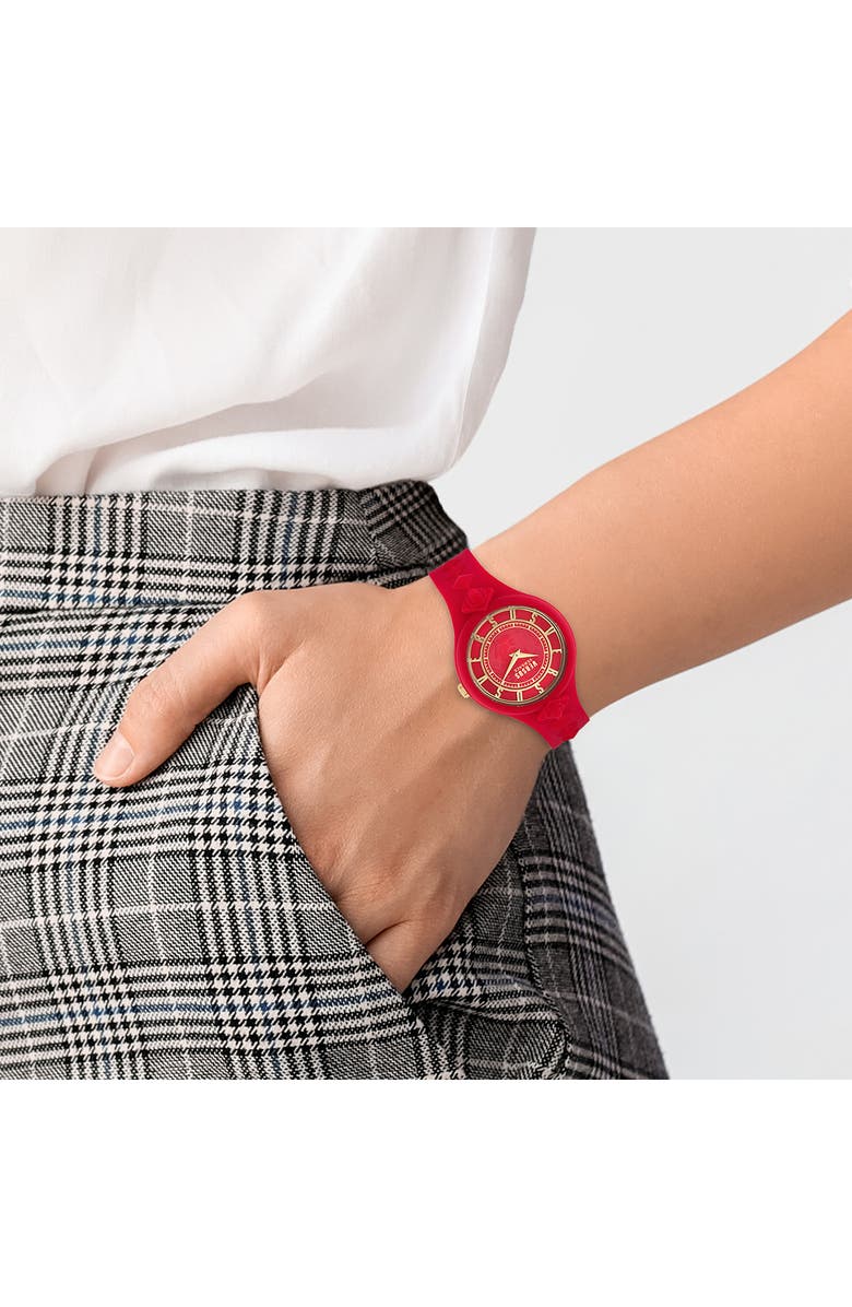 VERSUS Versace Versace Silicone Strap Watch, 39mm & Zip Case, Alternate, color, Red