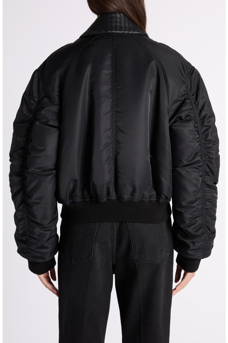 Intrecciato Collar Water Repellent Padded Nylon Bomber Jacket, Alternate, color, DOUBLE BLACK