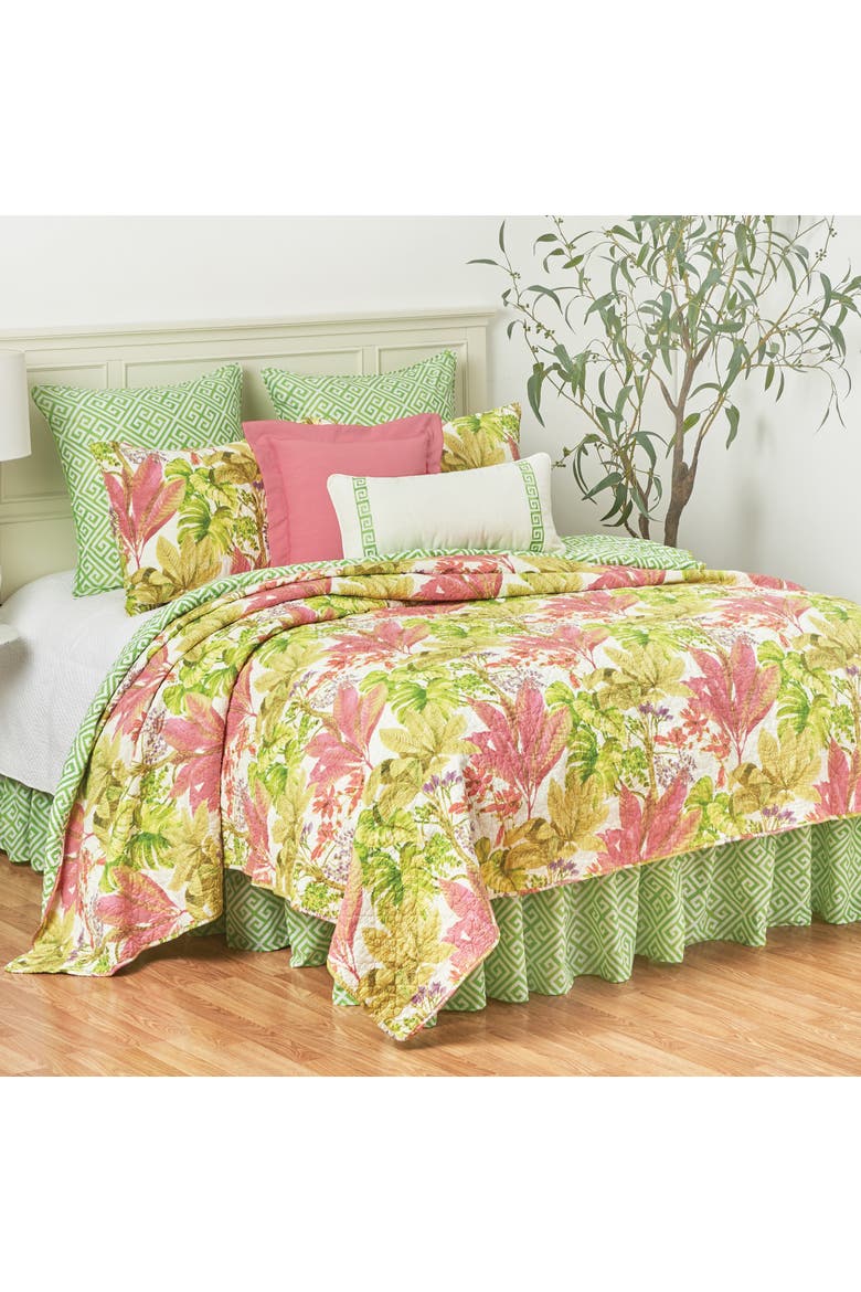 Moana Tropical Cotton Quilt Set  - Reversible and Machine Washable, Main, color, Green