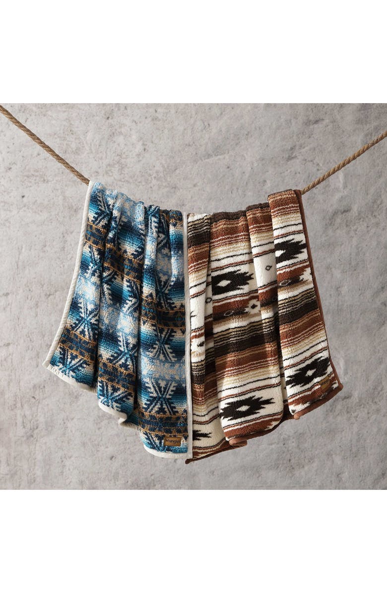 Wrangler Frontier Reversible Faux Shearling & Corduroy Throw, Alternate, color, Dark Blue