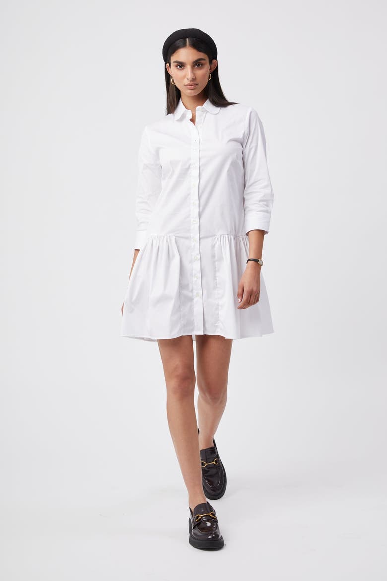 The Drop Waist Shirt Dress, Main, color, White