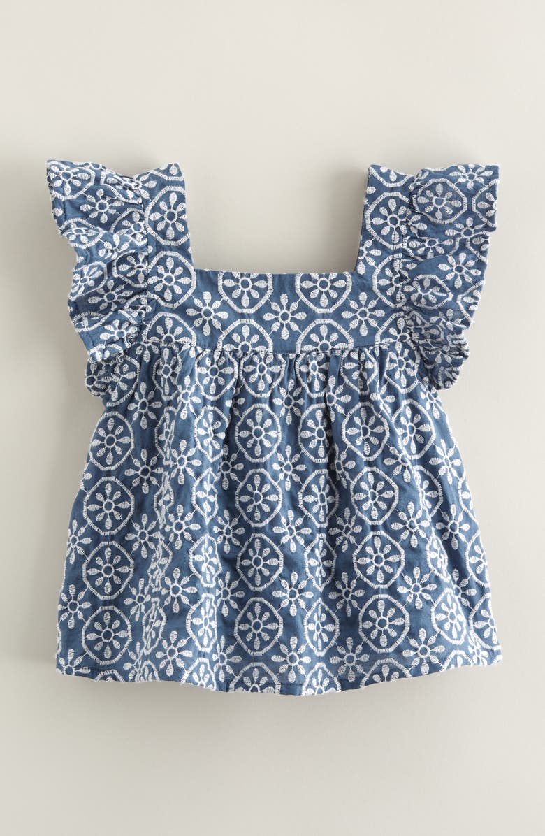 Nordstrom Kids' Embroidered Cotton Top, Main, color, Blue Del Mar