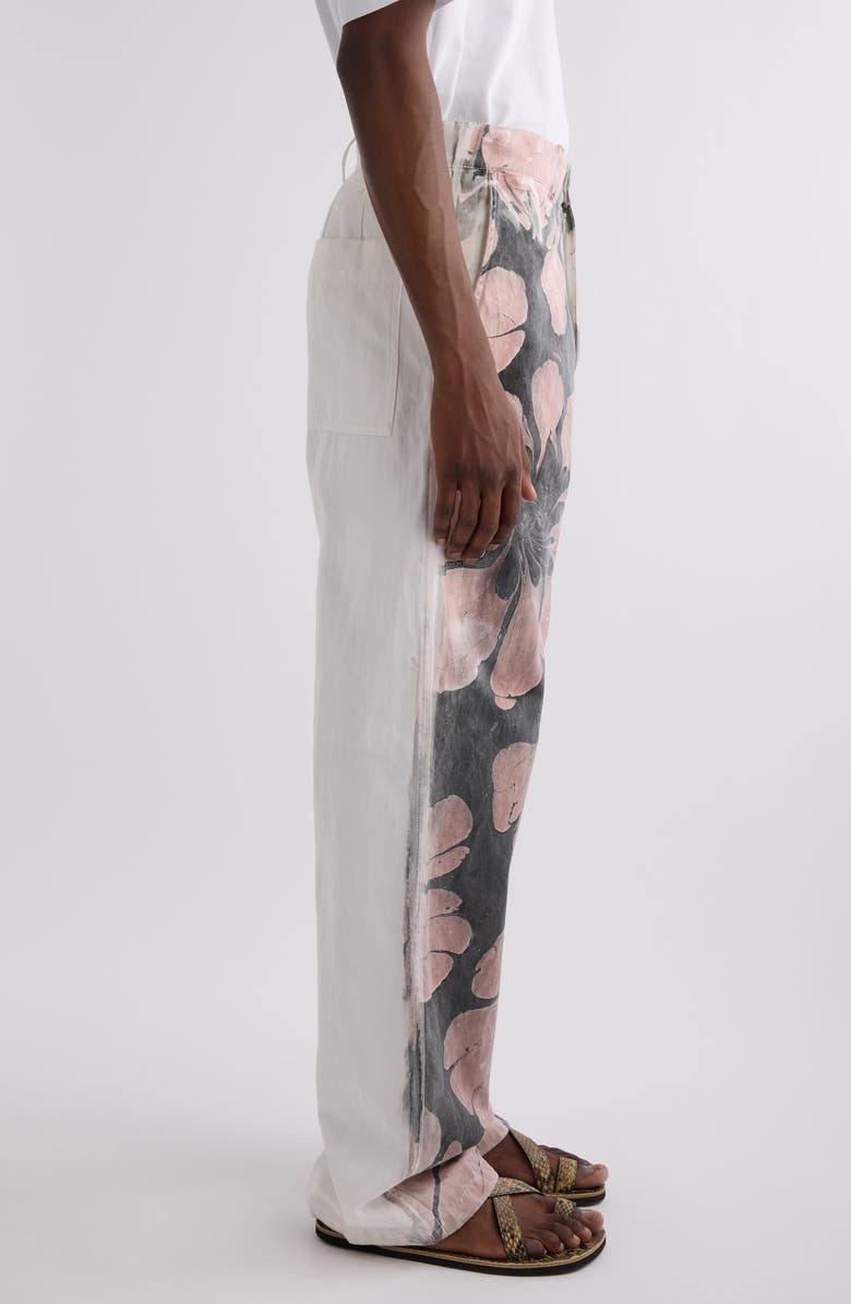Dries Van Noten Pynam Floral & Solid Straight Leg Pants, Alternate, color, Dessin A